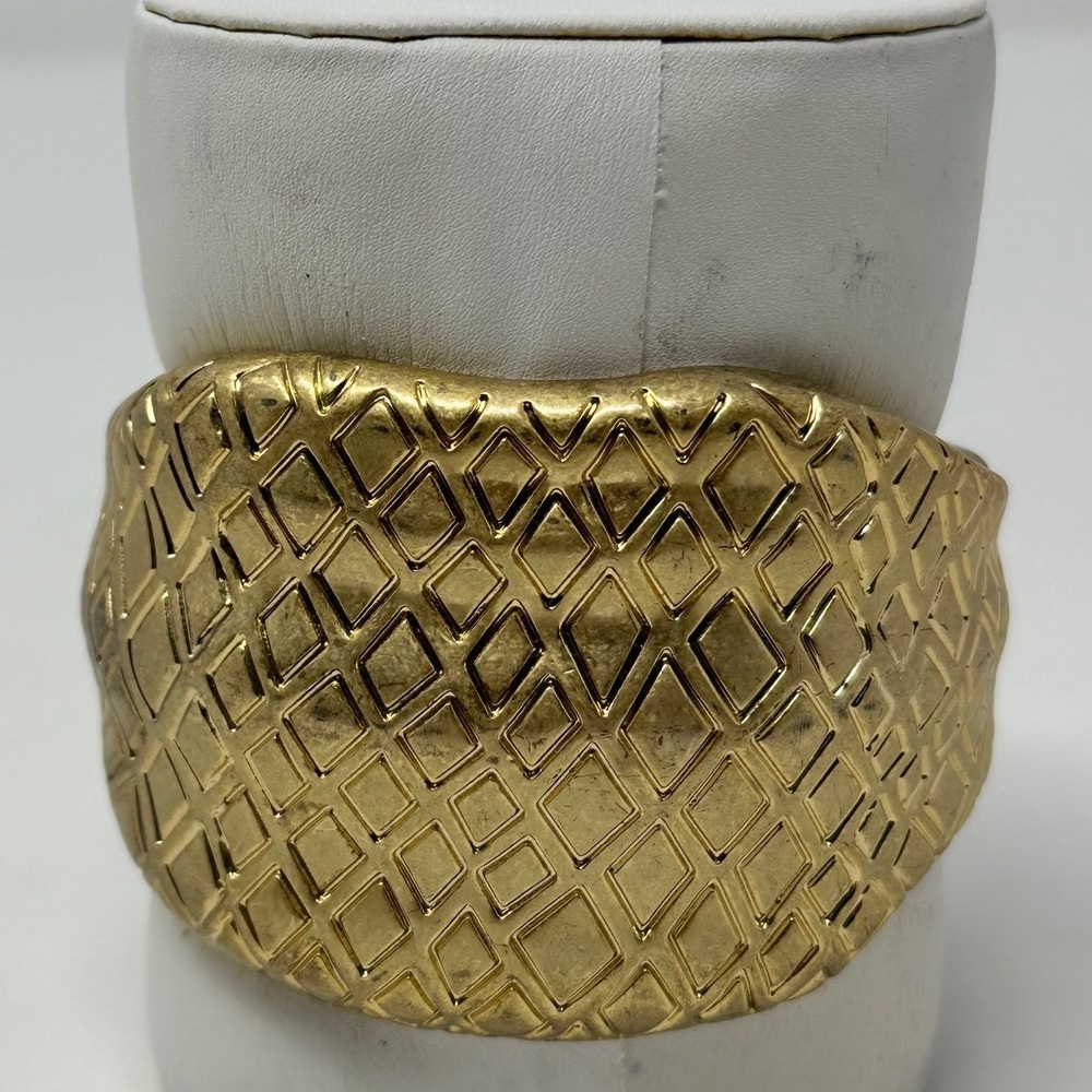 Gold‎ Tone Geometric chunky Cuff Bracelet Statement Bangle Hinged Heidi klum